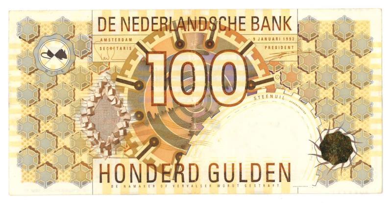 Nederland. 100 gulden. Bankbiljet. Type 1992. Steenuil - Zeer Fraai / Prachtig.
