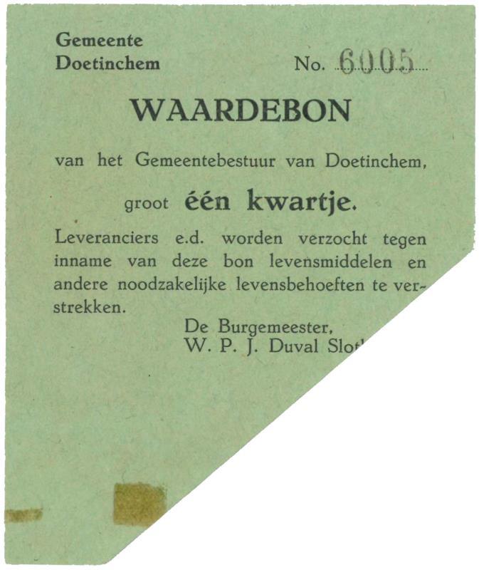 Nederland. 25 cent. Waardebon. Doetinchem - Prachtig.