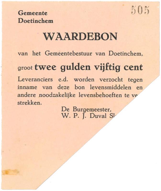 Nederland. 2½ gulden. Waardebon. Doetinchem - Prachtig.