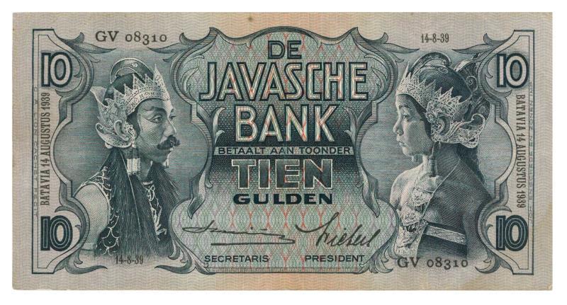 Nederlands-Indië. 10 gulden. Bankbiljet. Type 1933. - Zeer Fraai / Prachtig.