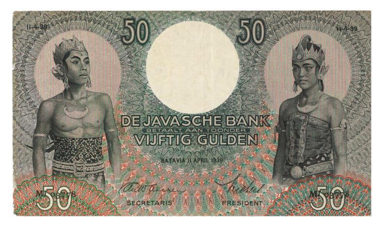 Nederlands-Indië. 50 gulden. Bankbiljet. Type 1933. - Zeer Fraai.