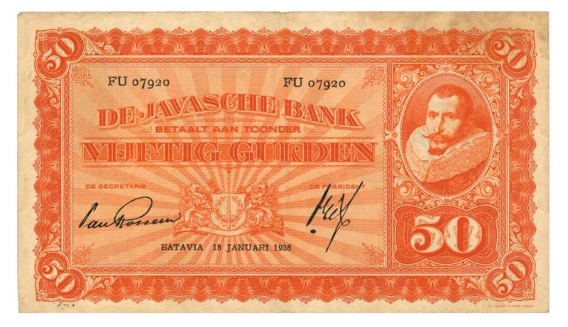 Nederlands-Indië. 50 gulden. Bankbiljet. Type 1924. - Zeer Fraai +.