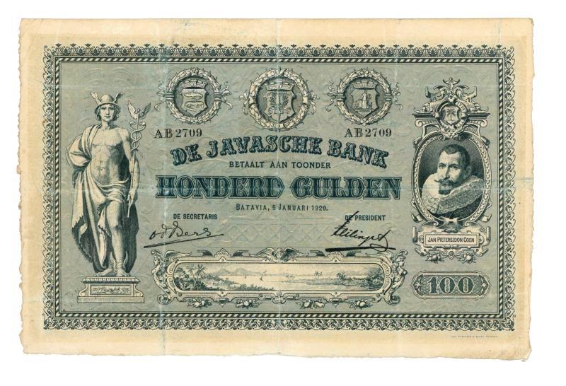 Nederlands-Indië. 100 gulden. Bankbiljet. Type 1897. - Zeer Fraai.