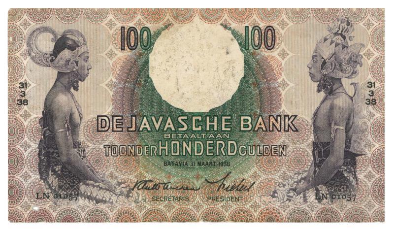 Nederlands-Indië. 100 gulden. Bankbiljet. Type 1933. - Fraai / Zeer Fraai.