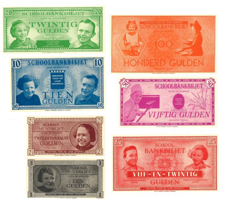 Nederland. 1-100 gulden. Schoolgeld. - Nagenoeg UNC.
