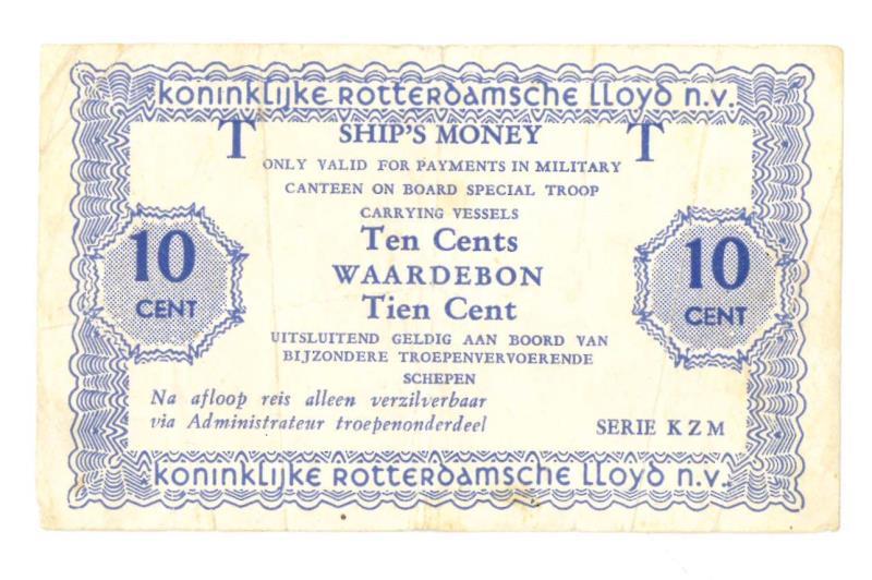 Nederland. 10 cent. Scheepsgeld. Type 1947. Waardebon - Zeer Fraai.