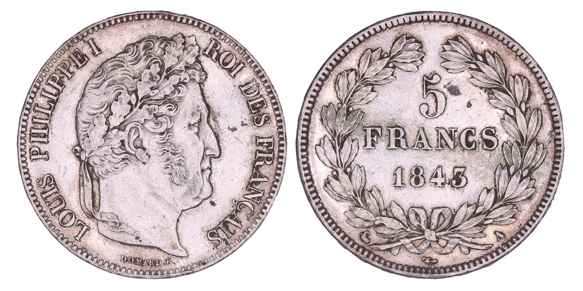 France. Louis Philippe I. 5 Francs. 1843 A.