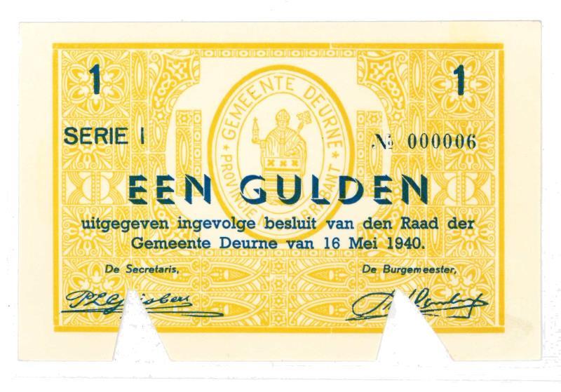 Nederland. 1 gulden. Noodgeld. Type 1940. Deurne - UNC.