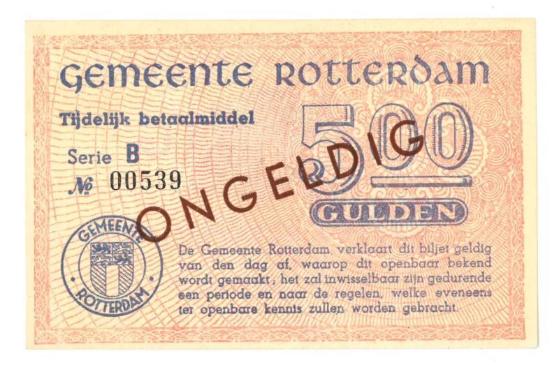 Nederland. 5 gulden. Noodgeld. Type 1940. Rotterdam - UNC.