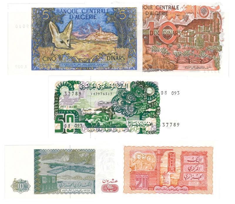 Algeria. Dinars. Bankbiljet. 1970, 1977, 1983. - UNC.