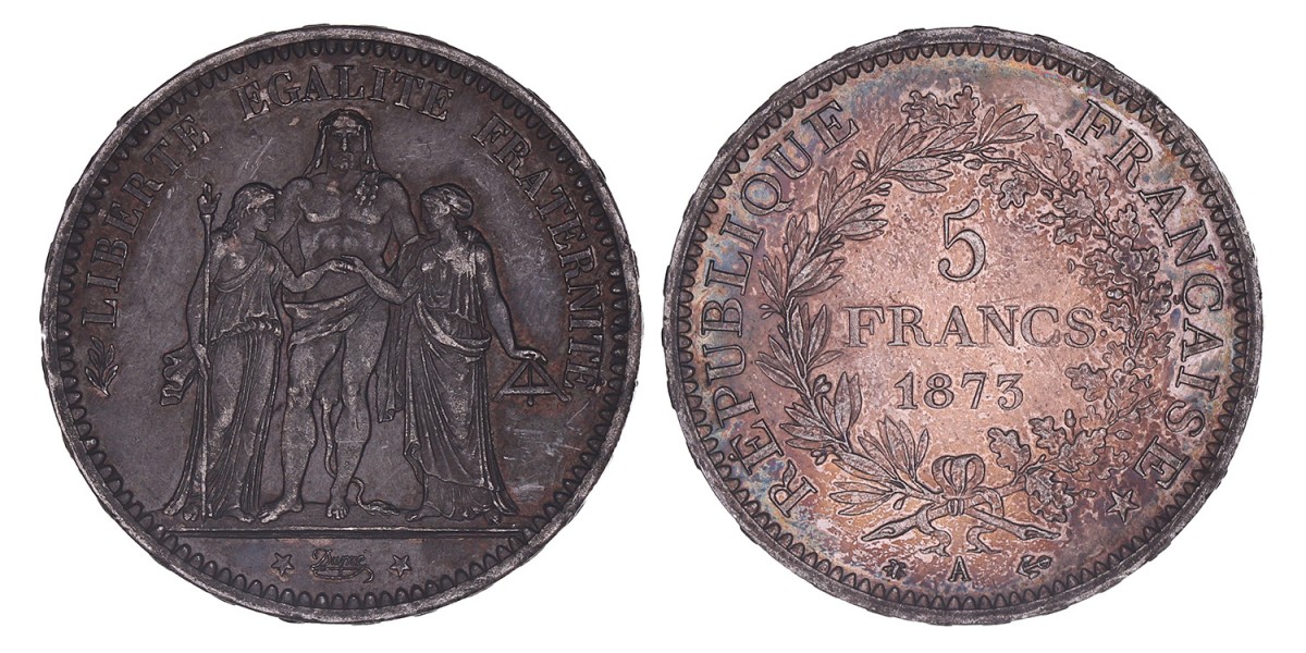 France, Third Republic. 5 Francs. 1873 A.