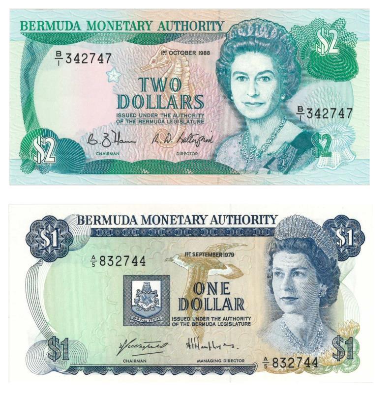 Bermuda. Dollars. Bankbiljet. 1979, 1988. - UNC.