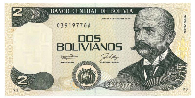 Bolivia. Bolivianos. Bankbiljet. 1986. - UNC.