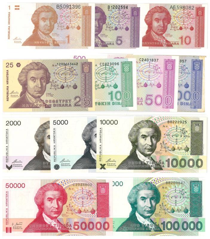 Croatia. Dinara. Bankbiljet. 1991-1993. - UNC.