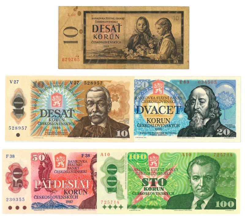Czechoslovakia. Korun. Bankbiljet. 1960, 1986, 1988-1989. - UNC.