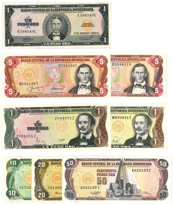 Dominican Republic. Centavos Oro. Bankbiljet. 1976, 1990, 1987-1988, 1984, 1994. - UNC.