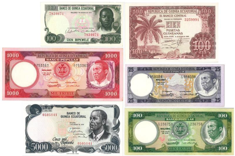 Equatorial Guinea. Ekuele. Bankbiljet. 1969, 1975, 1979. - UNC.