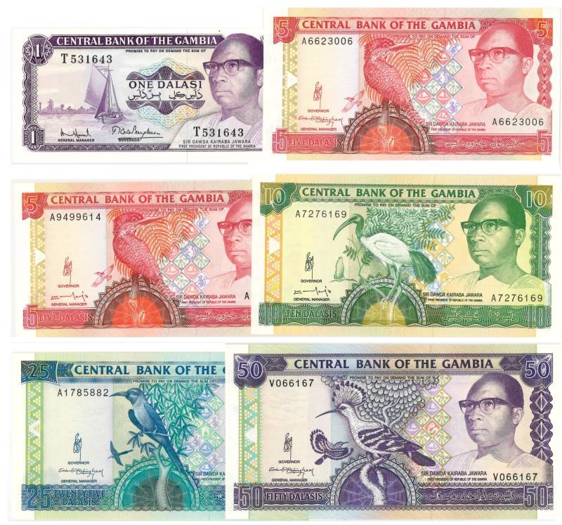 Gambia. Dalasi. Bankbiljet. 1971, 1989-1991. - UNC.