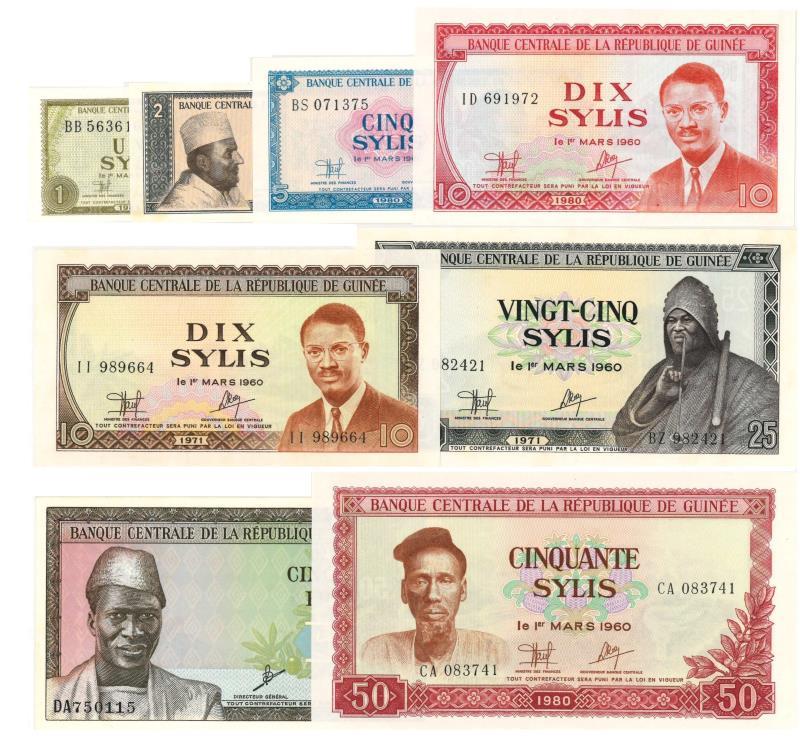 Guinea. Francs. Bankbiljet. 1960, 1971, 1980-1981. - UNC.
