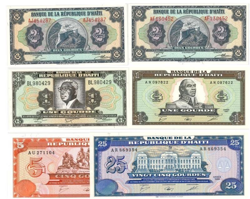 Haiti. Gourdes. Bankbiljet. 1919, 1979, 1987-1988. - UNC.