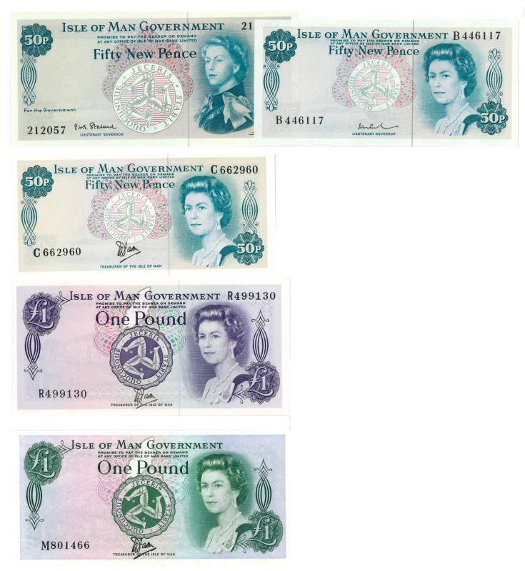 Isle of Man. Pounds. Bankbiljet. 1969, 1972, 1979, 1983. - UNC.