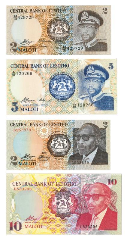 Lesotho. Maloti. Bankbiljet. 1979, 1989, 1990. - UNC.