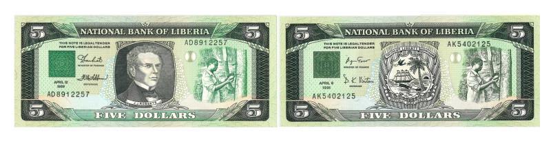 Liberia. Dollars. Bankbiljet. 1989, 1991. - UNC.