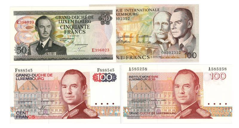 Luxembourg. Francs. Bankbiljet. 1981, 1972, 1980. - UNC.