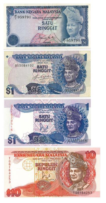 Malaysia. Ringgit. Bankbiljet. 1976, 1984, 1986, 1989. - UNC.