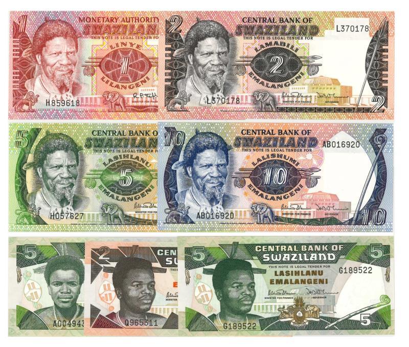 Swaziland. Emalangeni. Bankbiljet. 1974, 1986, 1987, 1990, 1992. - UNC.