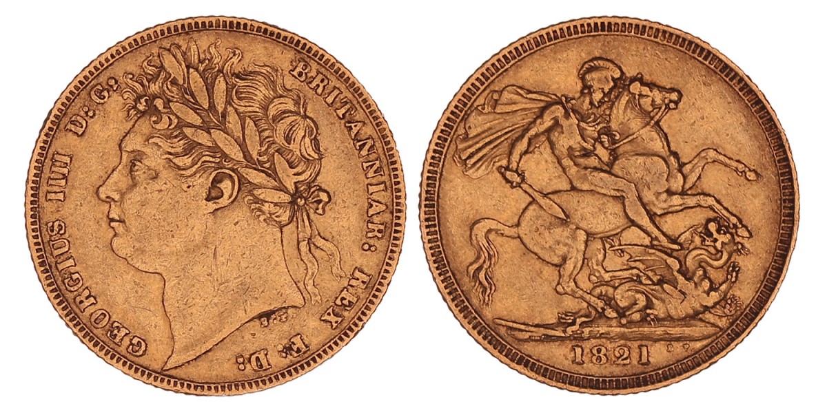 Great Britain. George IV. Sovereign. 1821.