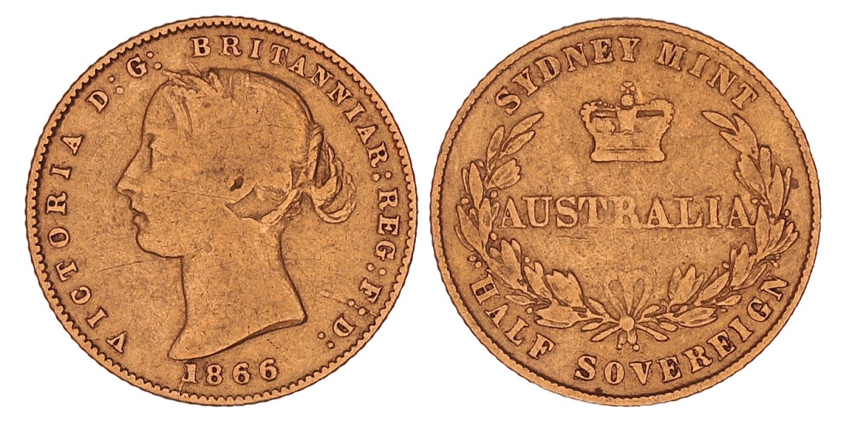 Australia. Victoria. ½ Sovereign. 1866.