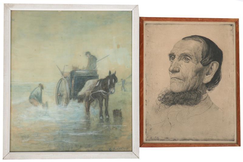 (2) Schilderij en ets.