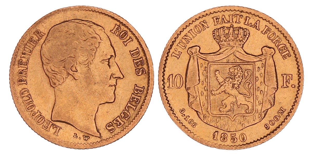 Belgium. Leopold I. 10 Francs. 1850.