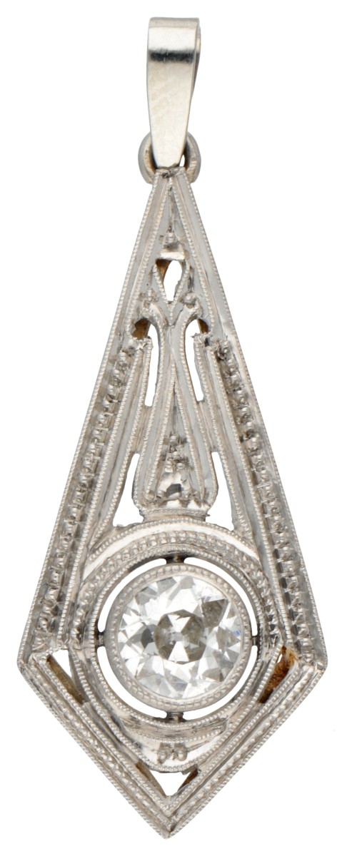 Art Deco BWG 10K witgouden hanger bezet met ca. 0.53 ct. old European diamant.