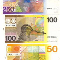 Nederland 50/100/250 gulden Bankbiljet Type 1977-1985 Zonnebloem, Snip en Vuurtoren - Zeer Fraai