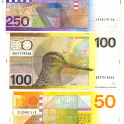 Nederland 50/100/250 gulden Bankbiljet Type 1977-1985 Zonnebloem, Snip en Vuurtoren - Zeer Fraai