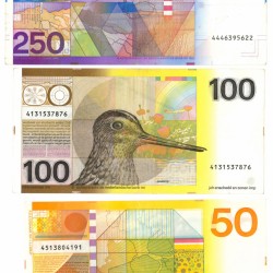 Nederland 50/100/250 gulden Bankbiljet Type 1977-1985 Zonnebloem, Snip en Vuurtoren - Zeer Fraai