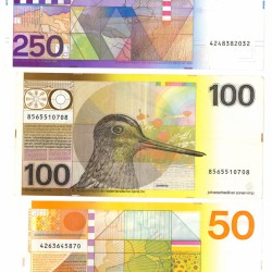 Nederland 50/100/250 gulden Bankbiljet Type 1977-1985 Zonnebloem, Snip en Vuurtoren - Zeer Fraai