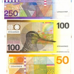Nederland 50/100/250 gulden Bankbiljet Type 1977-1985 Zonnebloem, Snip en Vuurtoren - Zeer Fraai