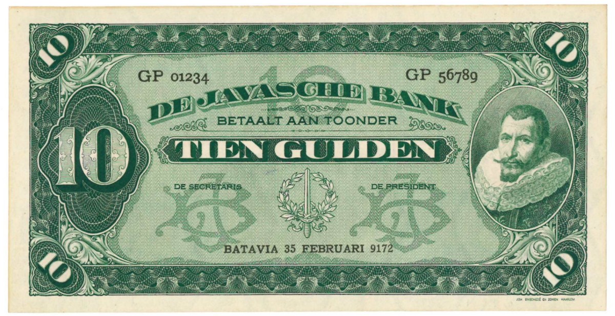 Netherlands-Indies 10 gulden Proofseries Type 1925 Jan Pieterszoon Coen - UNC