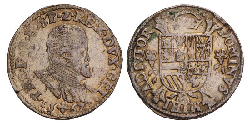 1/5 Philipsdaalder Philips II Gelderland 1567. Zeer Fraai +.