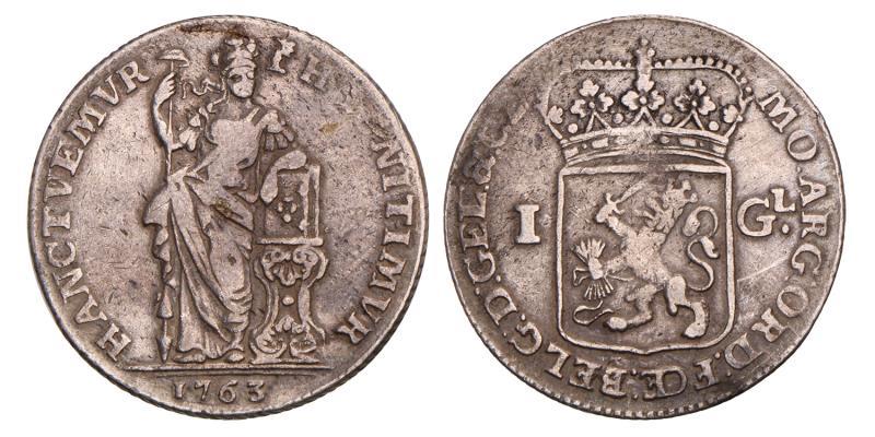 1 Gulden Gelderland 1763. Fraai +.