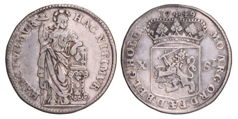 10 Stuiver Holland 1749. Zeer Fraai.