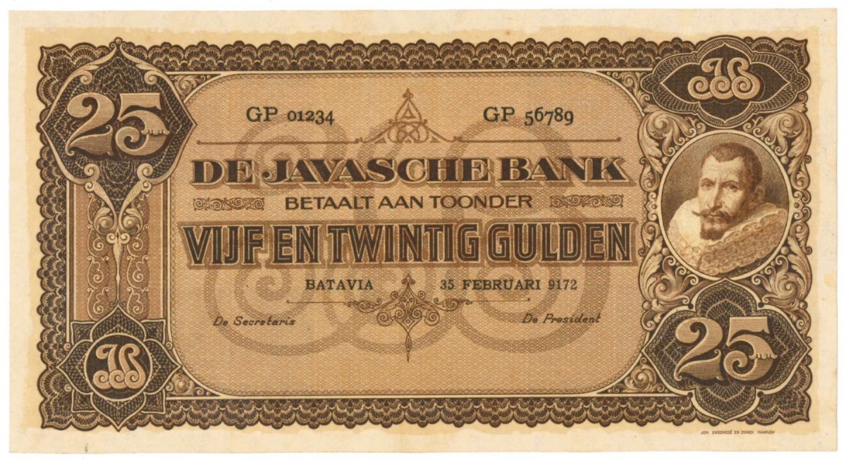 Netherlands-Indies 25 gulden Proofseries Type 1925 Jan Pieterszoon Coen - UNC