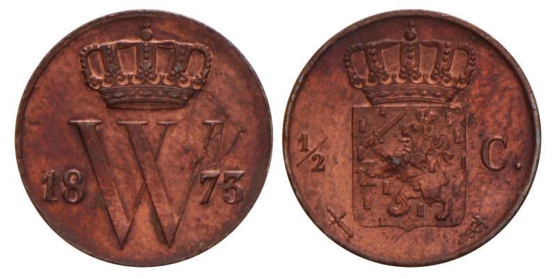 ½ Cent Willem III 1873. FDC -.