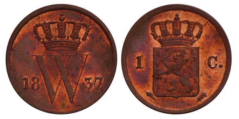 1 Cent Willem I 1837 U. FDC.