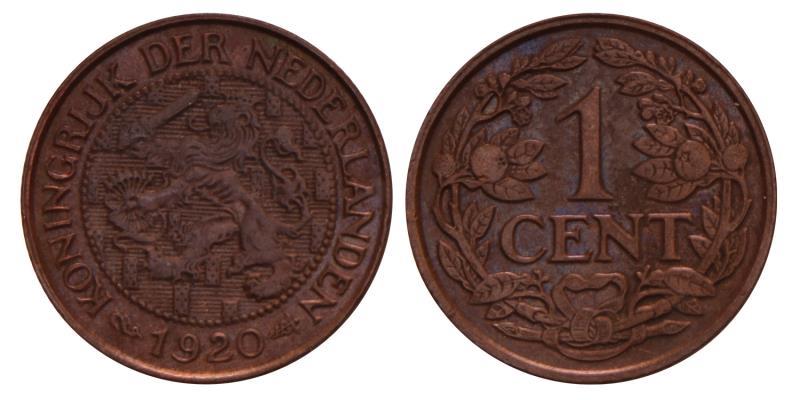 1 Cent Wilhelmina 1920. FDC.