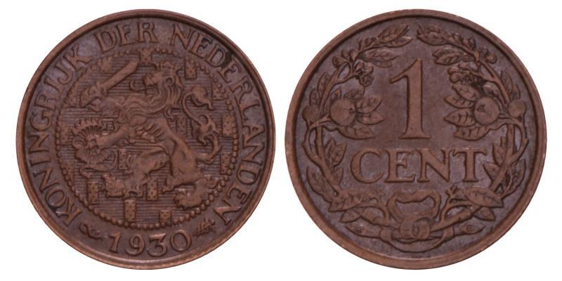 1 Cent Wilhelmina 1930. FDC.