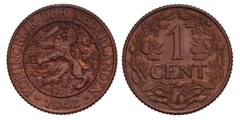1 Cent Wilhelmina 1942 P. FDC.